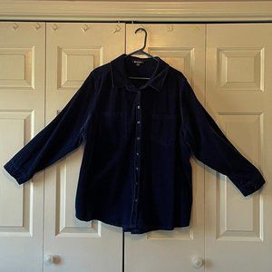 Roamans Corduroy Big Shirt Blue 28W